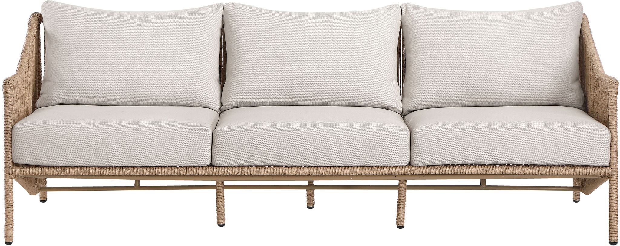 Coastline - Olefin Water Resistant Fabric And Wicker Outdoor Patio Sofa - Beige