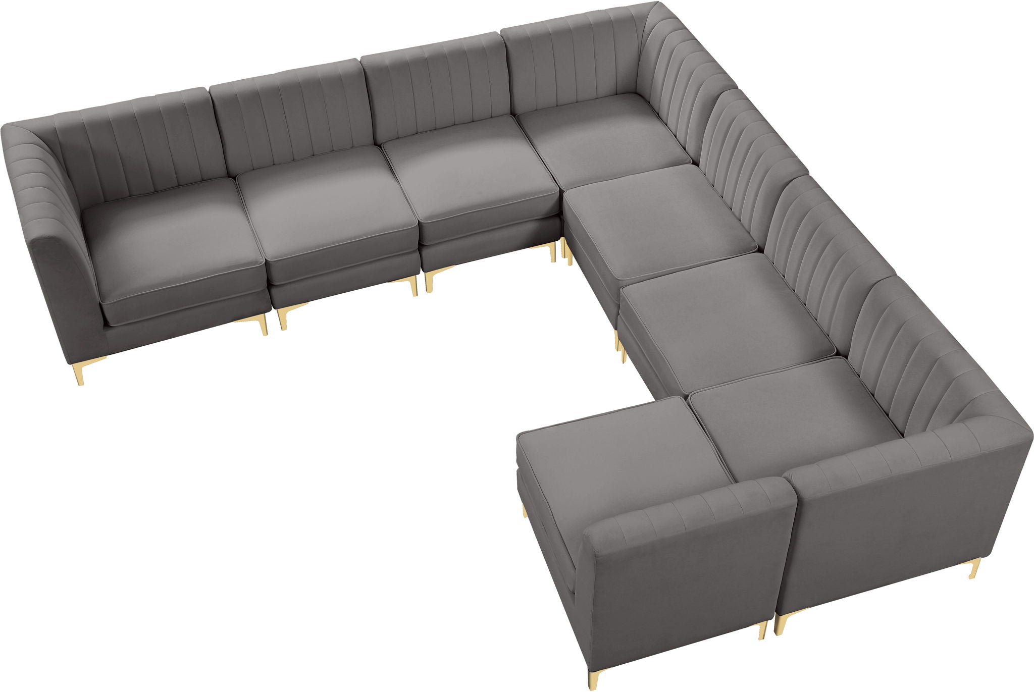 Alina - 8 Piece Velvet Modular Sectional