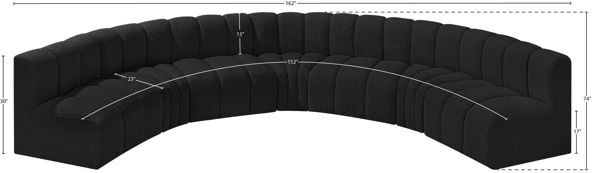 Arc - Boucle Fabric 7 Piece U-Shaped Modular Sofa