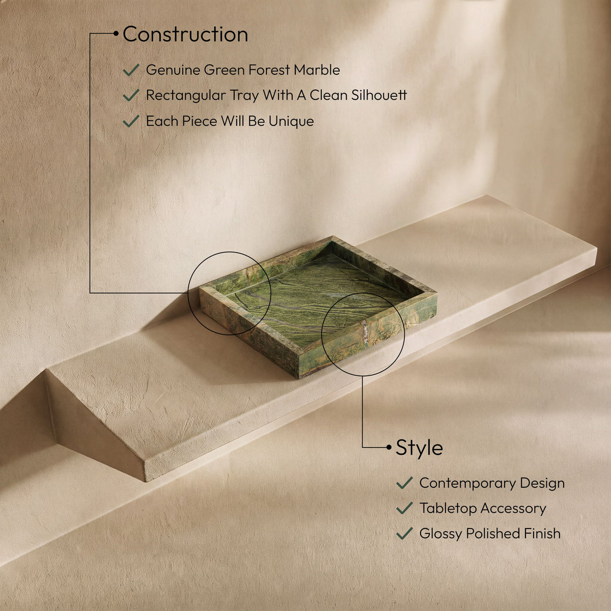 Michael - Genuine Marble Tray