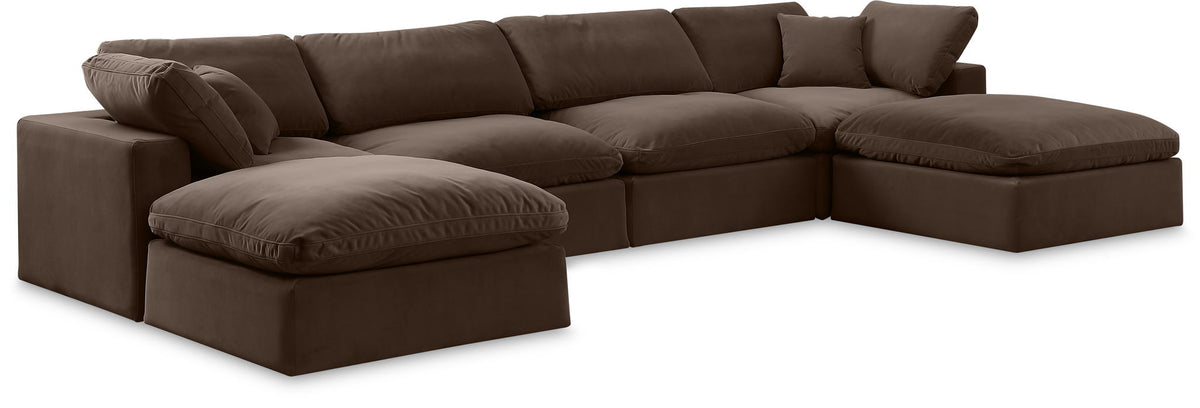 Comfy - 6 Piece Velvet Modular Double Chaise Sectional