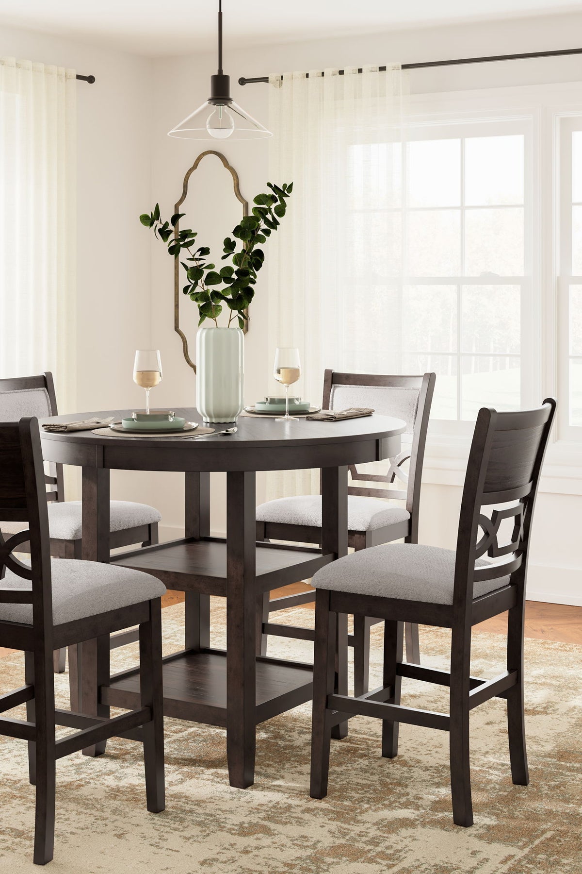 Langwest - Dining Room Counter Table Set (Set of 5) - Brown