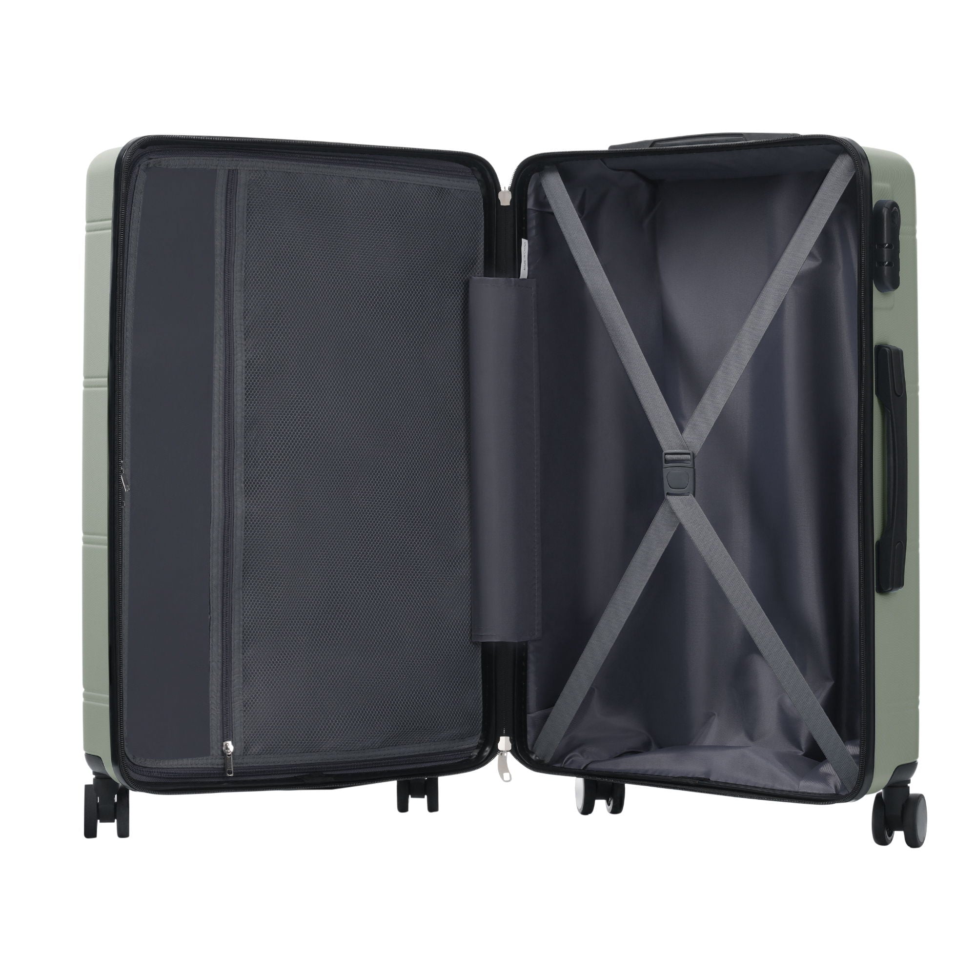 6 Piece Lightweight Hardshell Luggage Set With Double Spinner Wheels, Password Lock