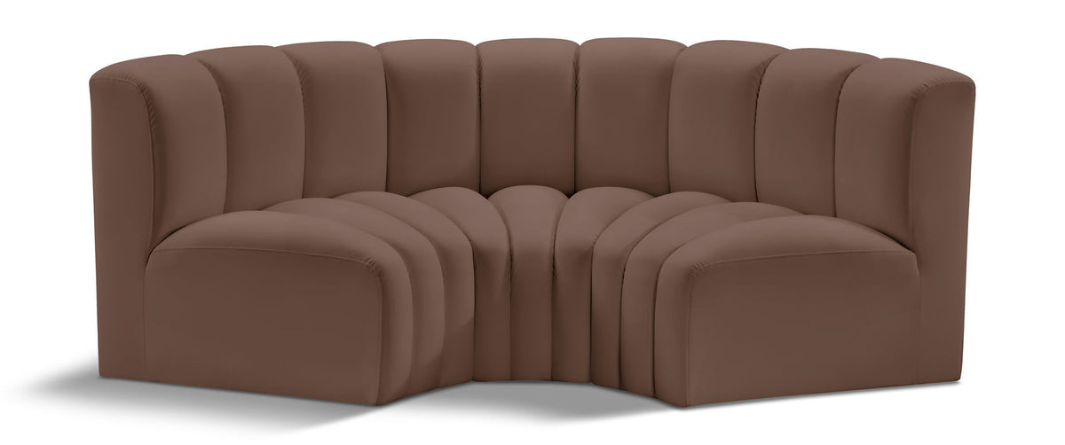 Arc - Faux Leather 3 Piece Modular U-Shaped Sofa