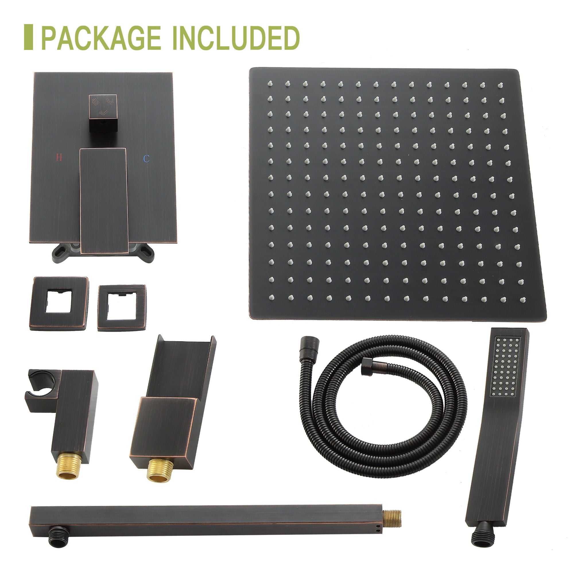 10" Wall Mounted Square Shower System With Rough In Valve