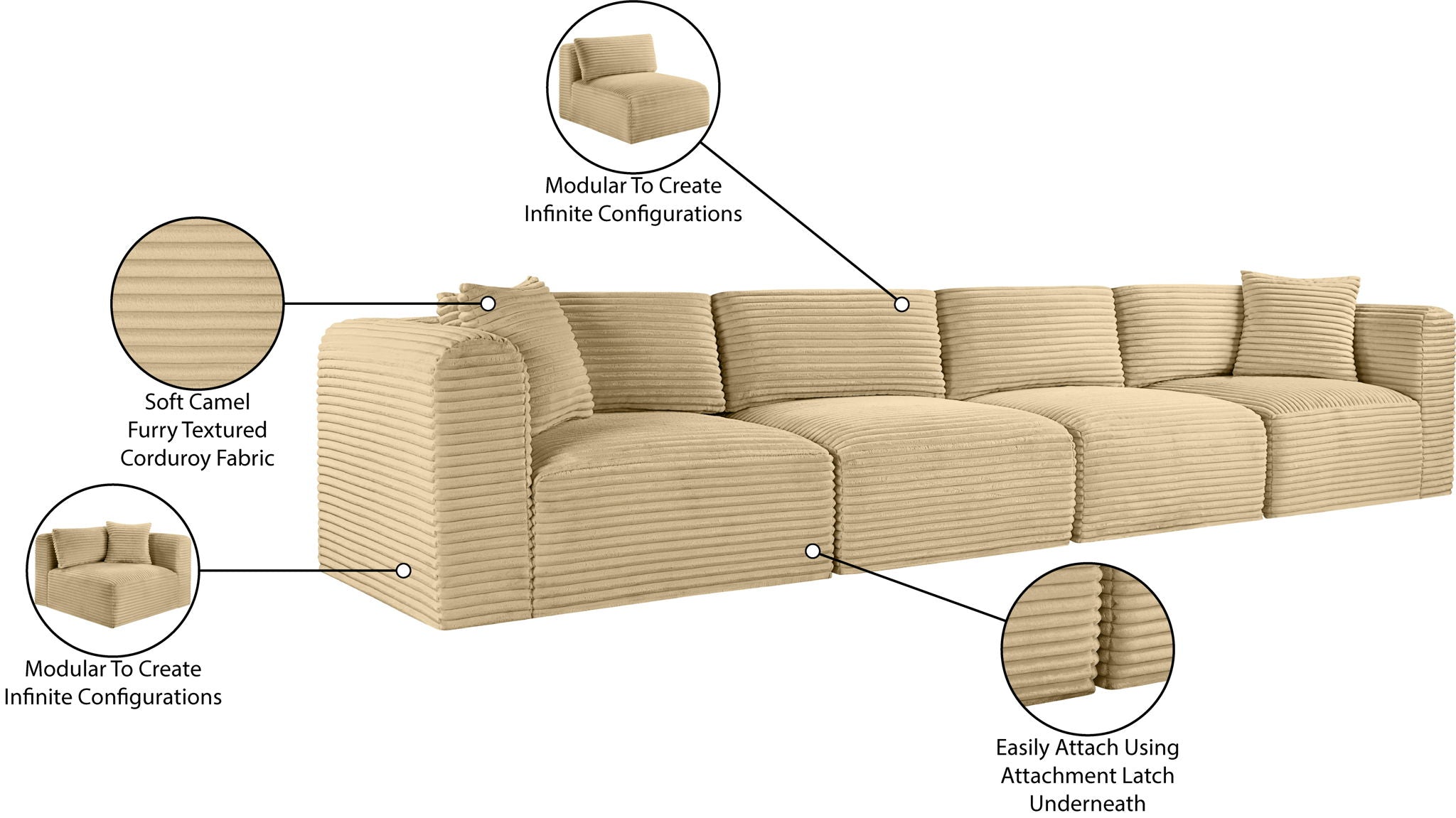 Shaggy - 4 Seat Modular Sofa