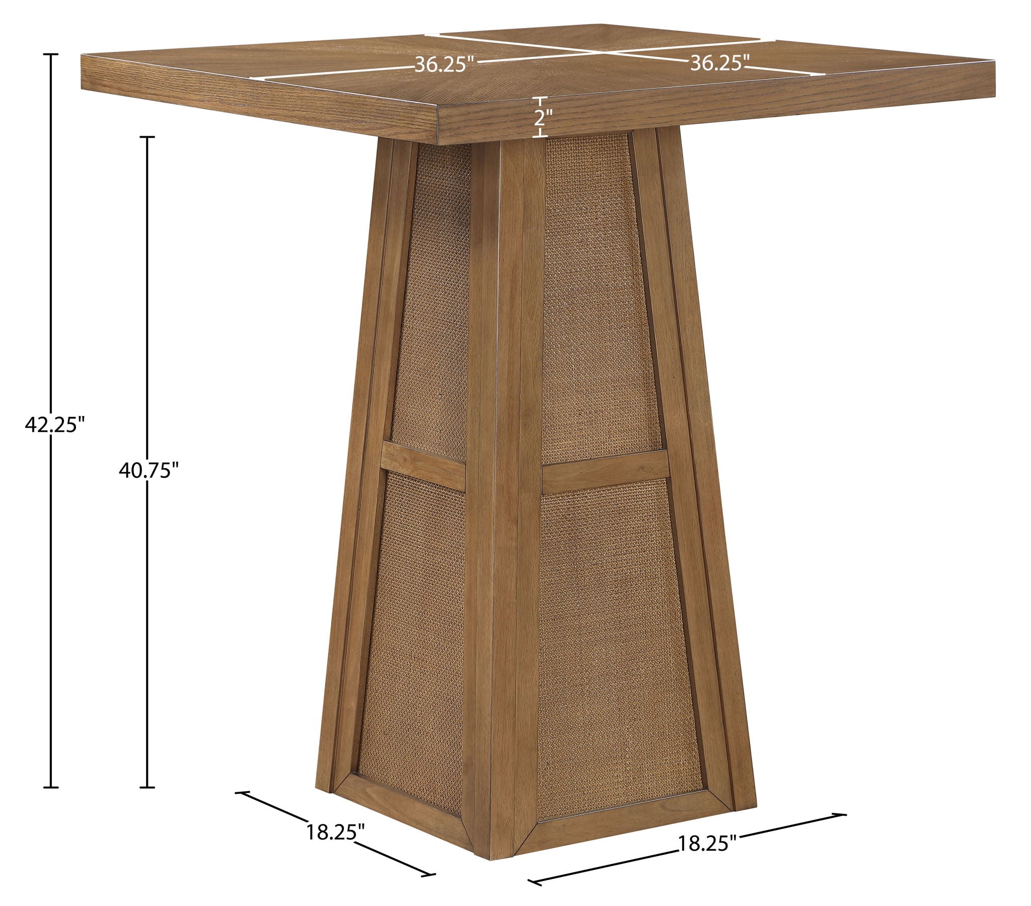 Fenwick - Cane, Oak Veneer And Solid Wood Bar Height Table
