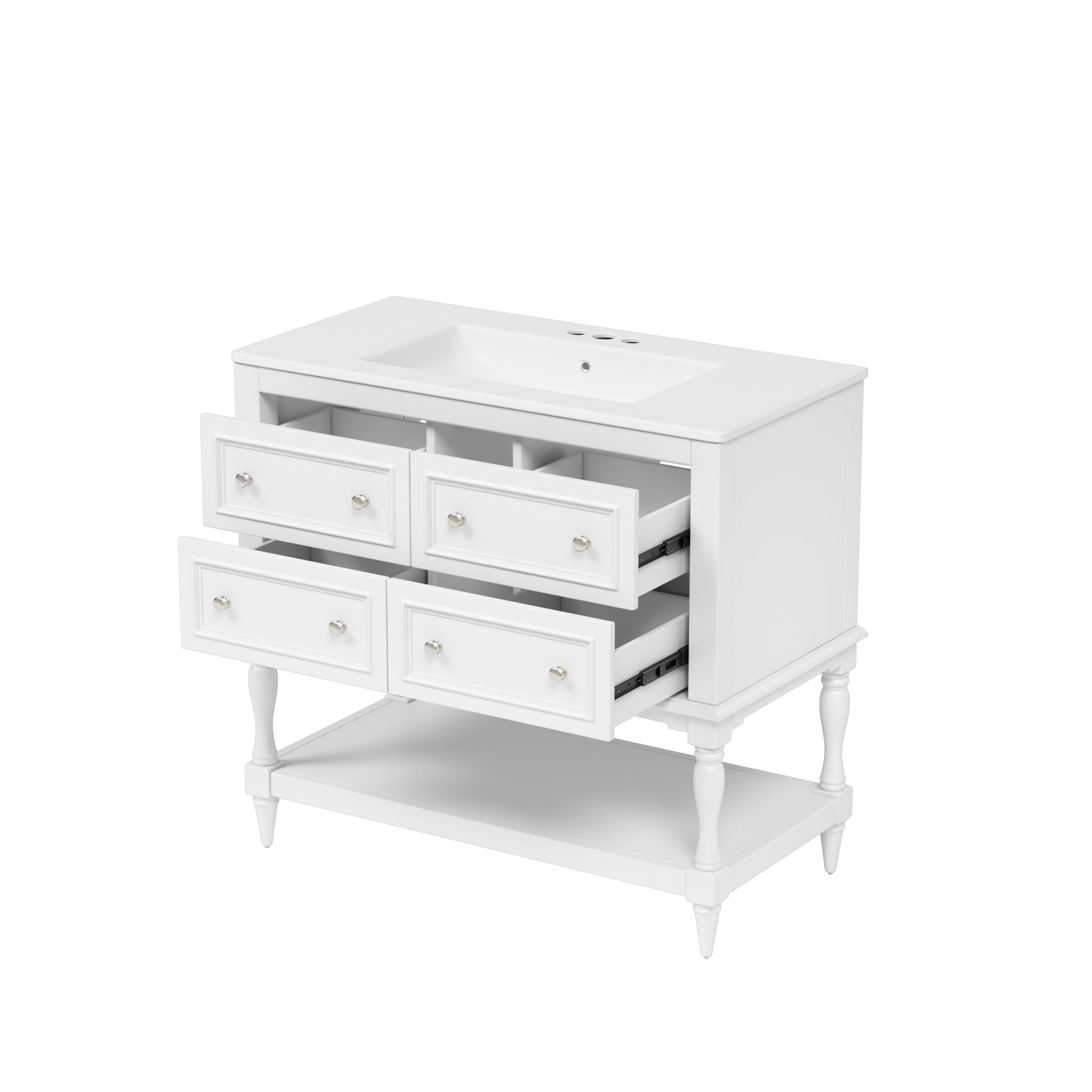 Bathroom Vanity Cabinet With Undermount Sink, 4 Drawer Set