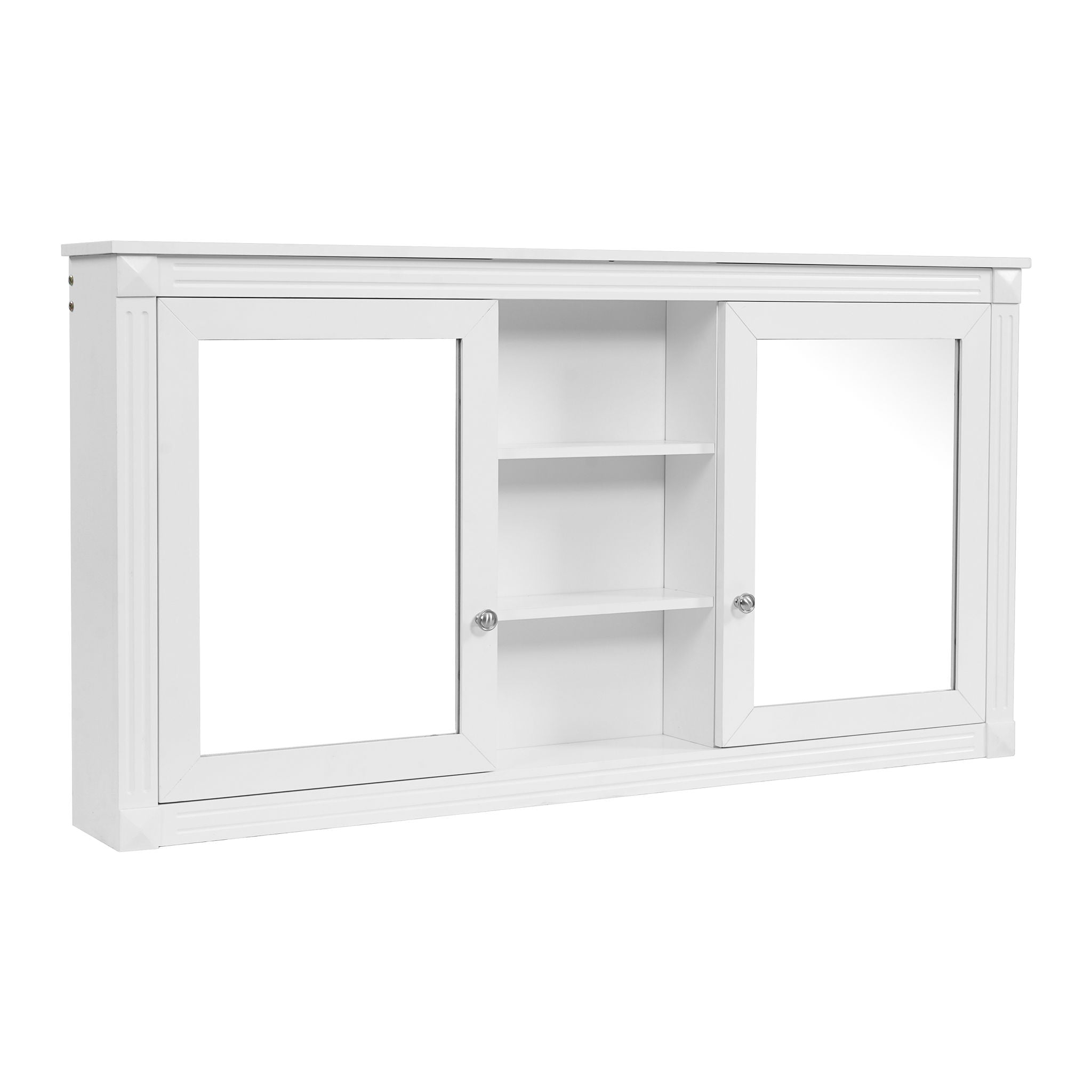 Modern Wall-Mount 2 In 1 Mirror Cabinet With Adjustable Shelves, Soft-Closing Hinges