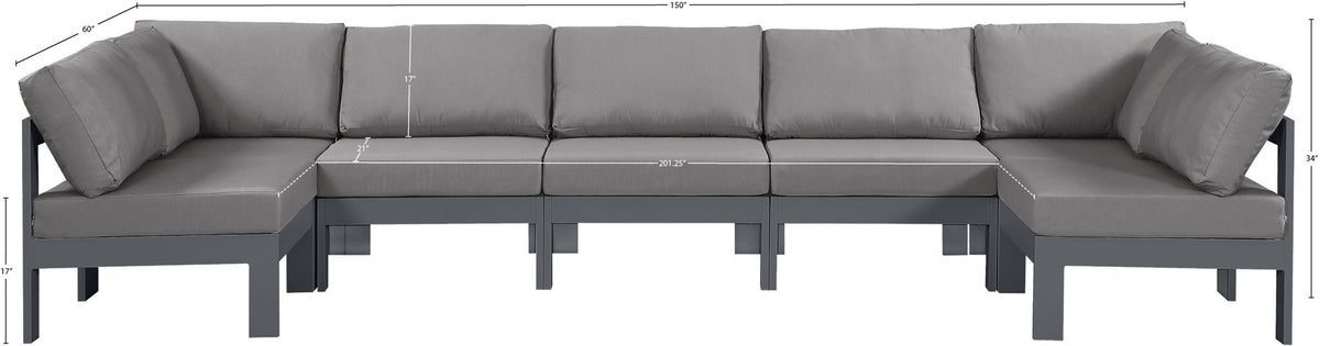 Nizuc - Outdoor Patio 7 Piece Modular Sectional With Gray Frame