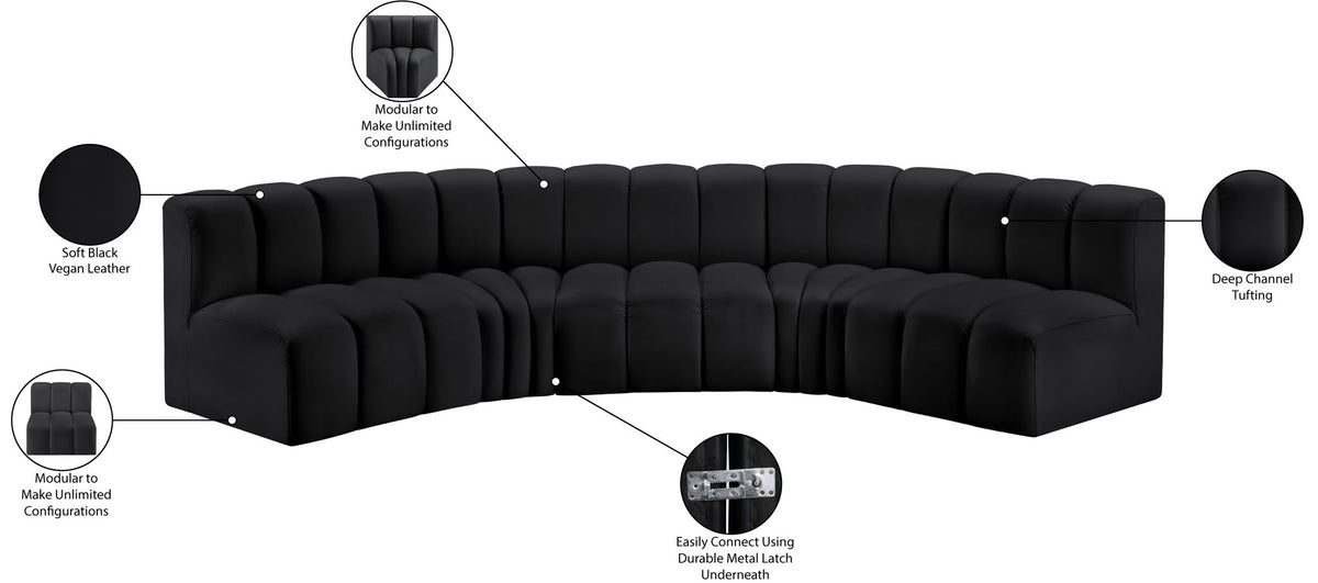 Arc - Faux Leather 5 Piece U-Shaped Modular Sofa