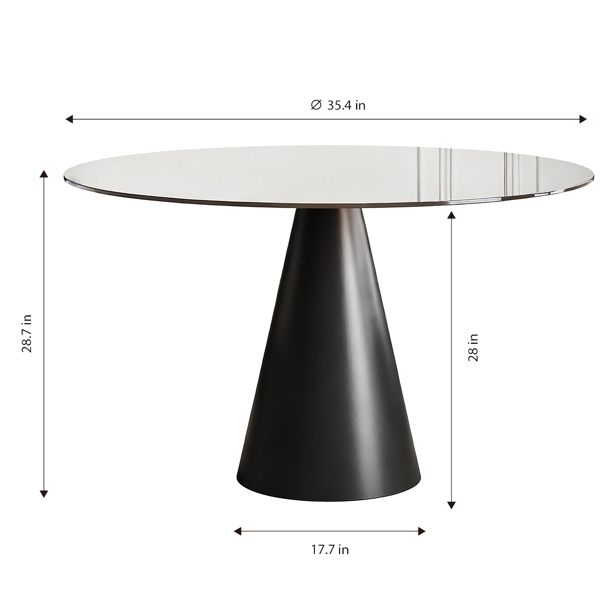 Round Dining Table & Tempered Glass Top - Black / Brown