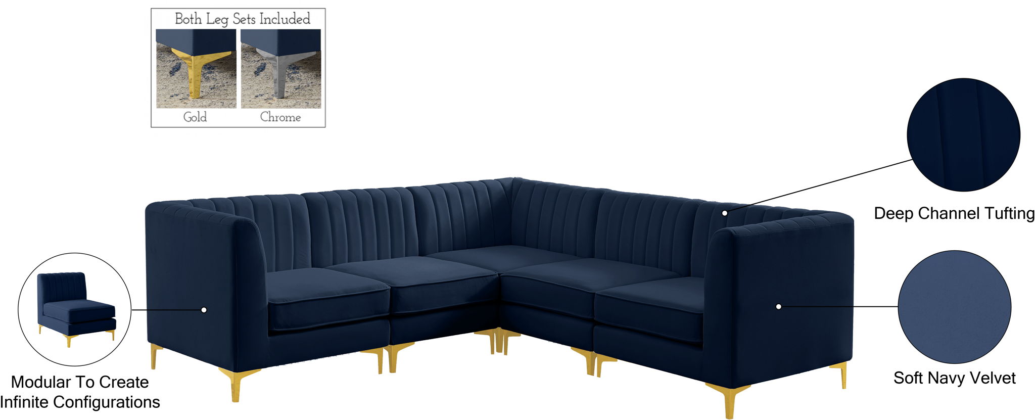 Alina - 5 Piece Modular Corner Sectional