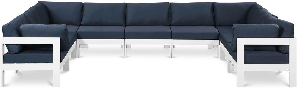 Nizuc - Outdoor Patio 9 Piece Modular Sectional With White Frame