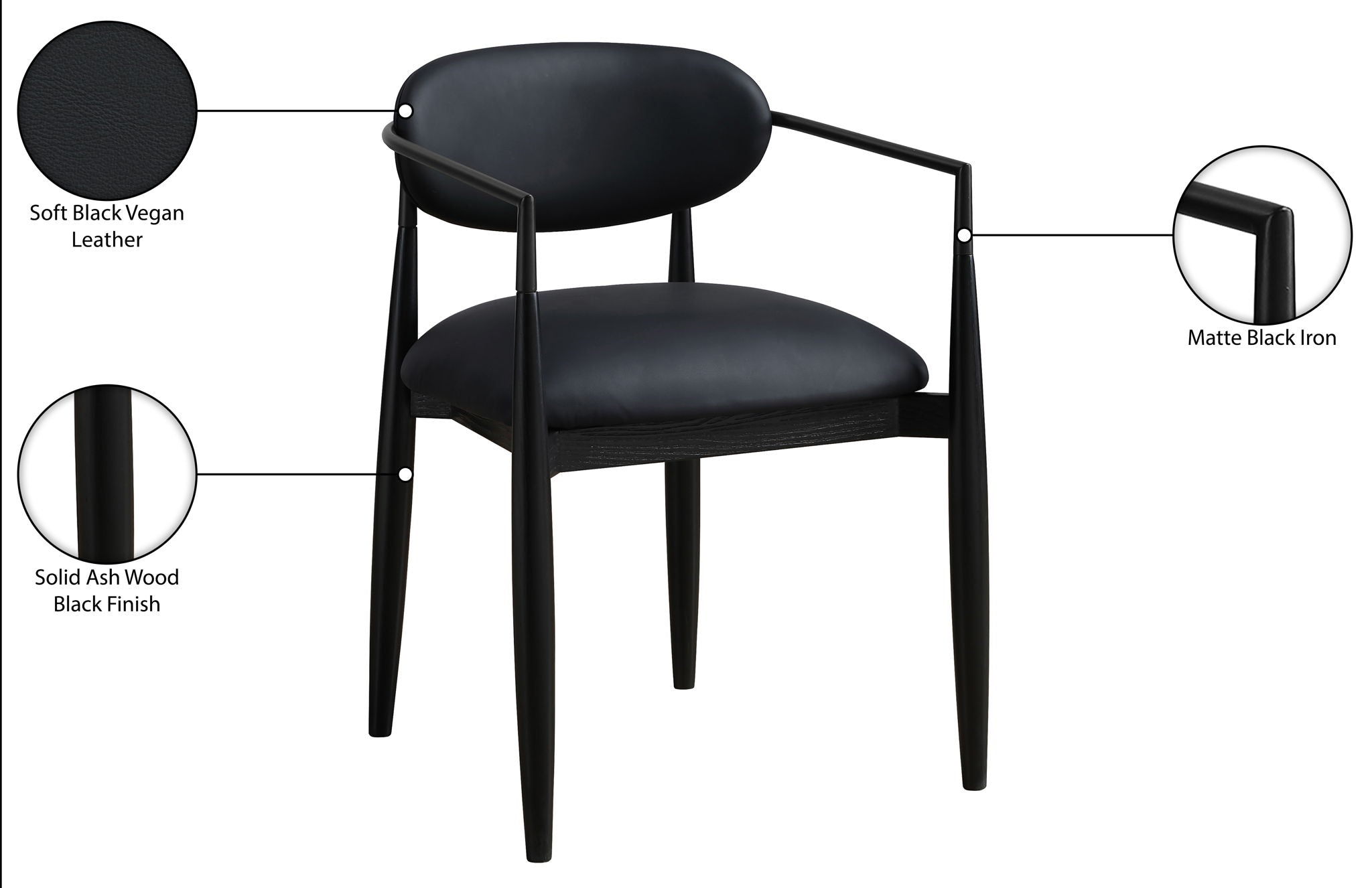 Riccio - Faux Leather Dining Arm Chair (Set of 2) - Black Frame
