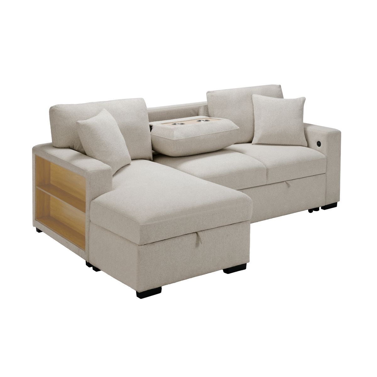 Pompano - Sectional With Chaise, Pull-Out Bed And Hidden Storage, Charging Ports