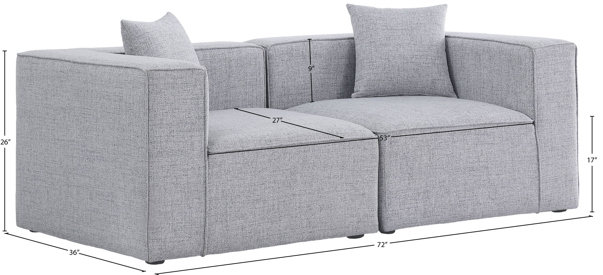 Cube - Linen Modular 2 Seat Sofa