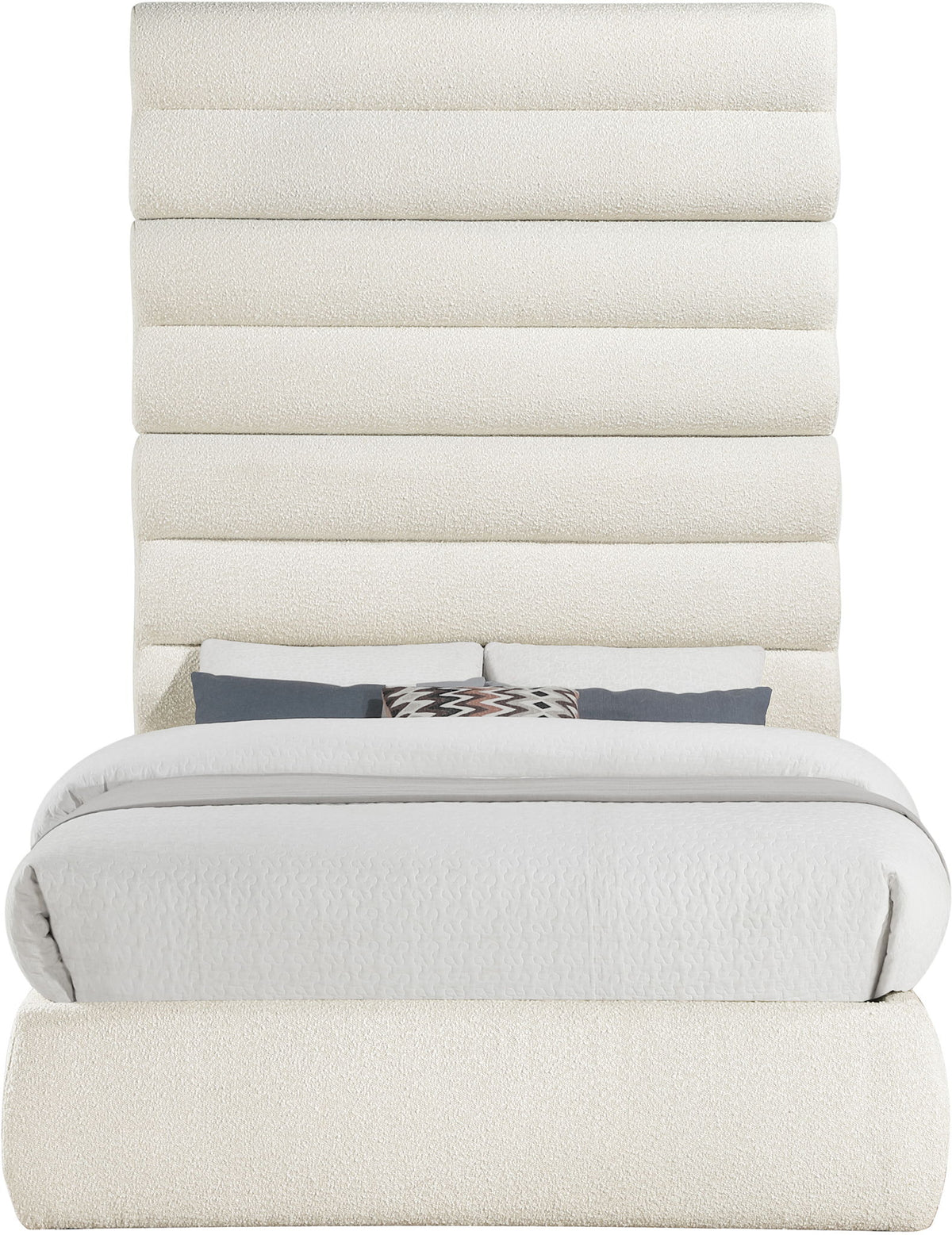 Adam - Boucle Fabric Bed With 89" Headboard