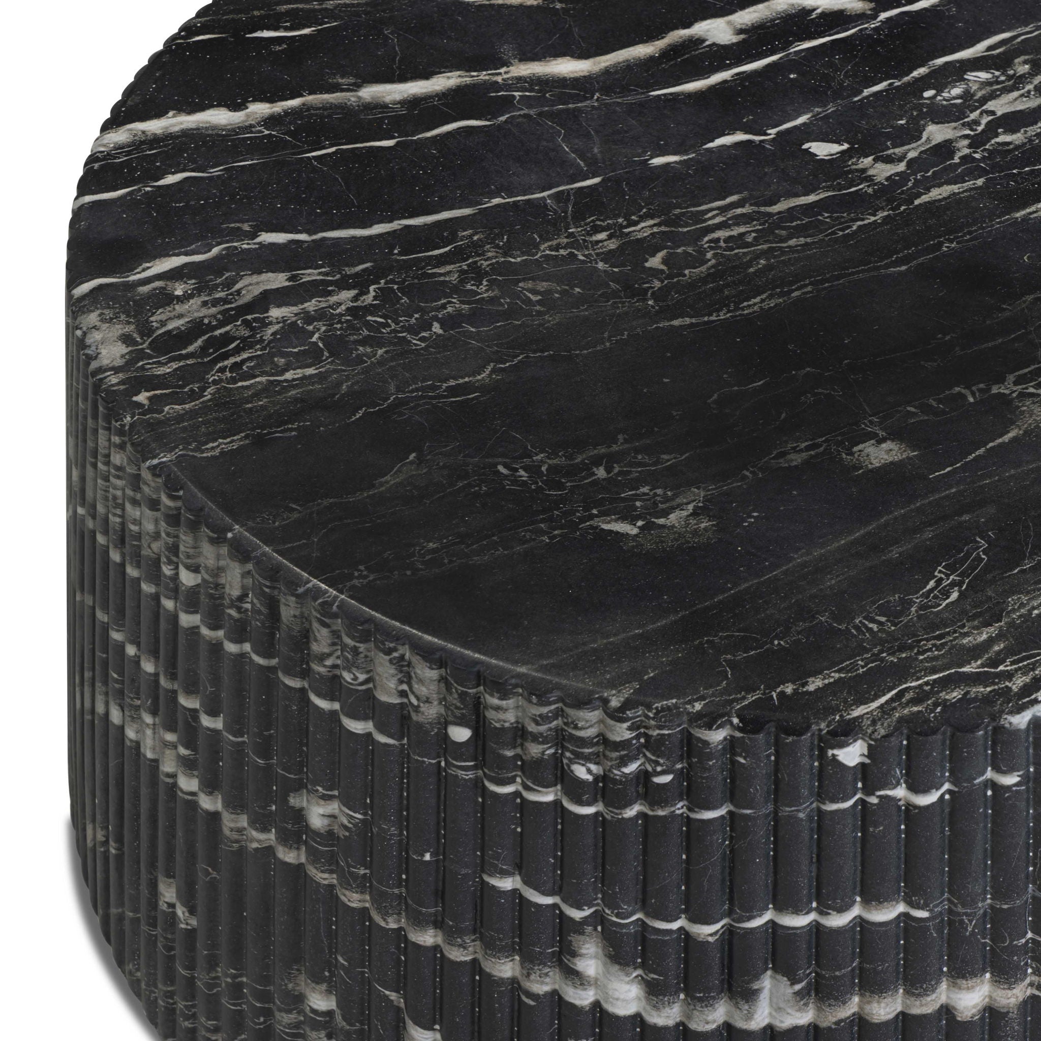 Hades - Indoor / Outdoor Faux Marble Concrete Coffee Table - Black