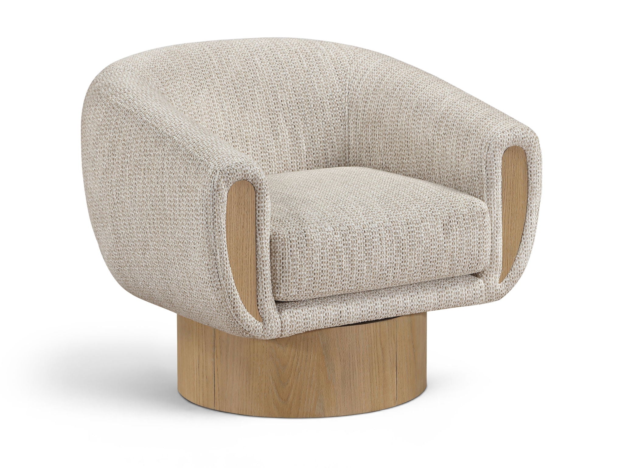 Avella - Interwoven Fabric Swivel Accent Chair - Light Brown Base