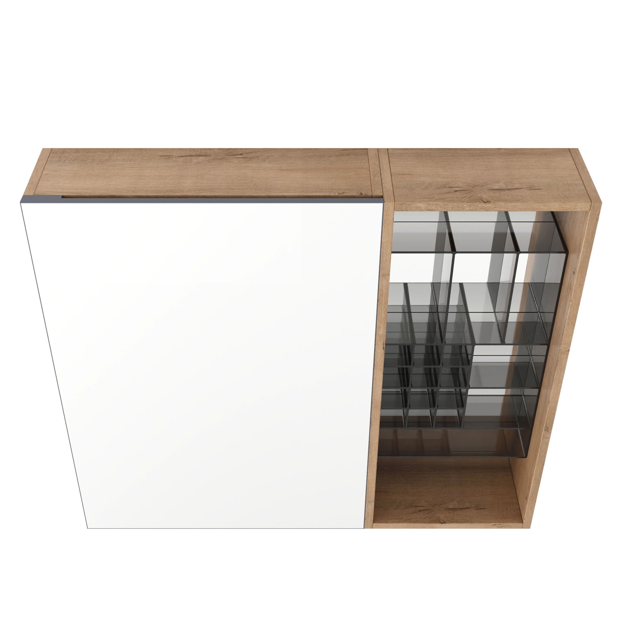 Wall Mounted Bathroom Mirror Cabinet With Adjustable Shelves - Imitative Oak