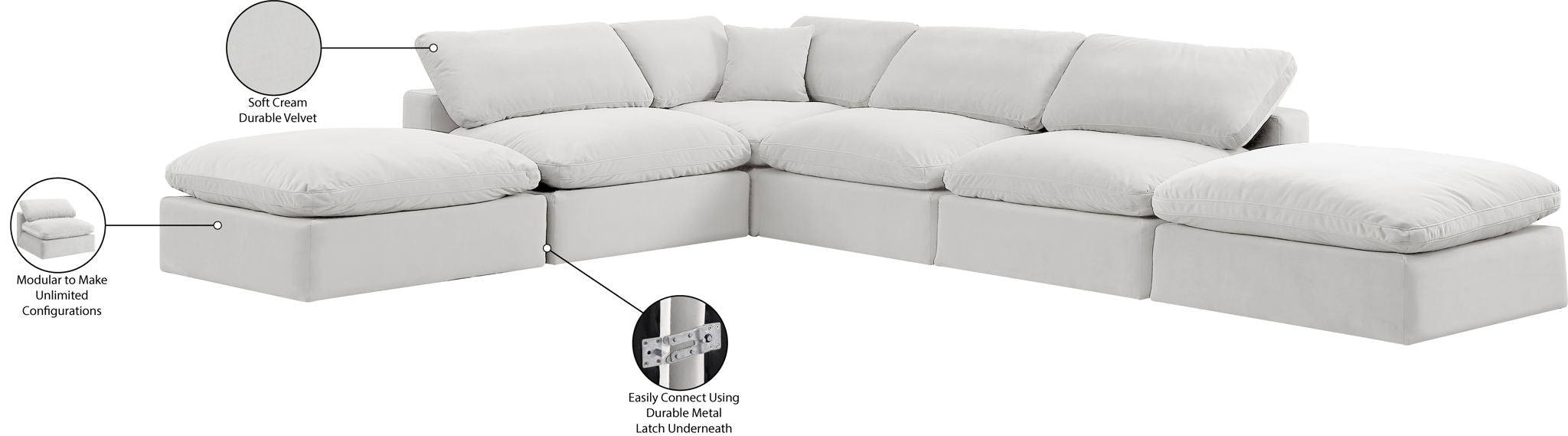 Comfy - 6 Piece Velvet Modular Sectional