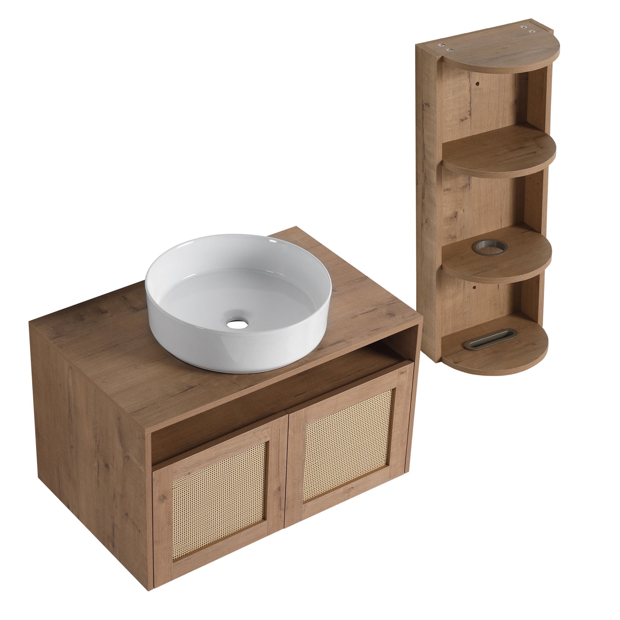 Bathroom Vanity With Art Sink And Storage Rack, Float Mounting Design