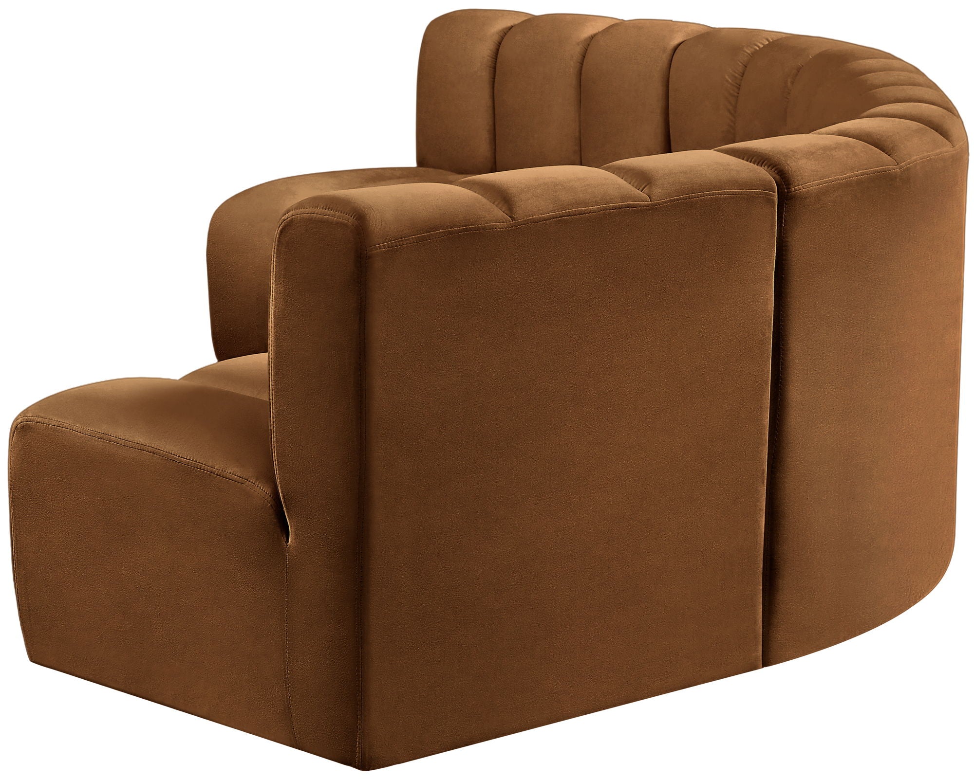 Arc - Velvet 5 Piece U-Shaped Modular Sofa - Saddle