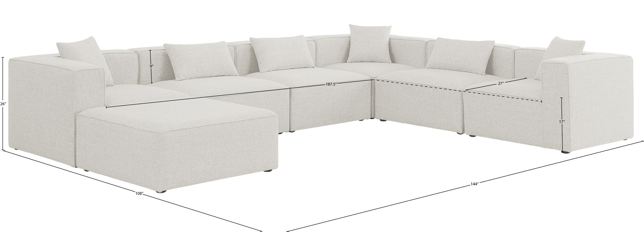 Cube - Linen 7 Piece Modular Sectional