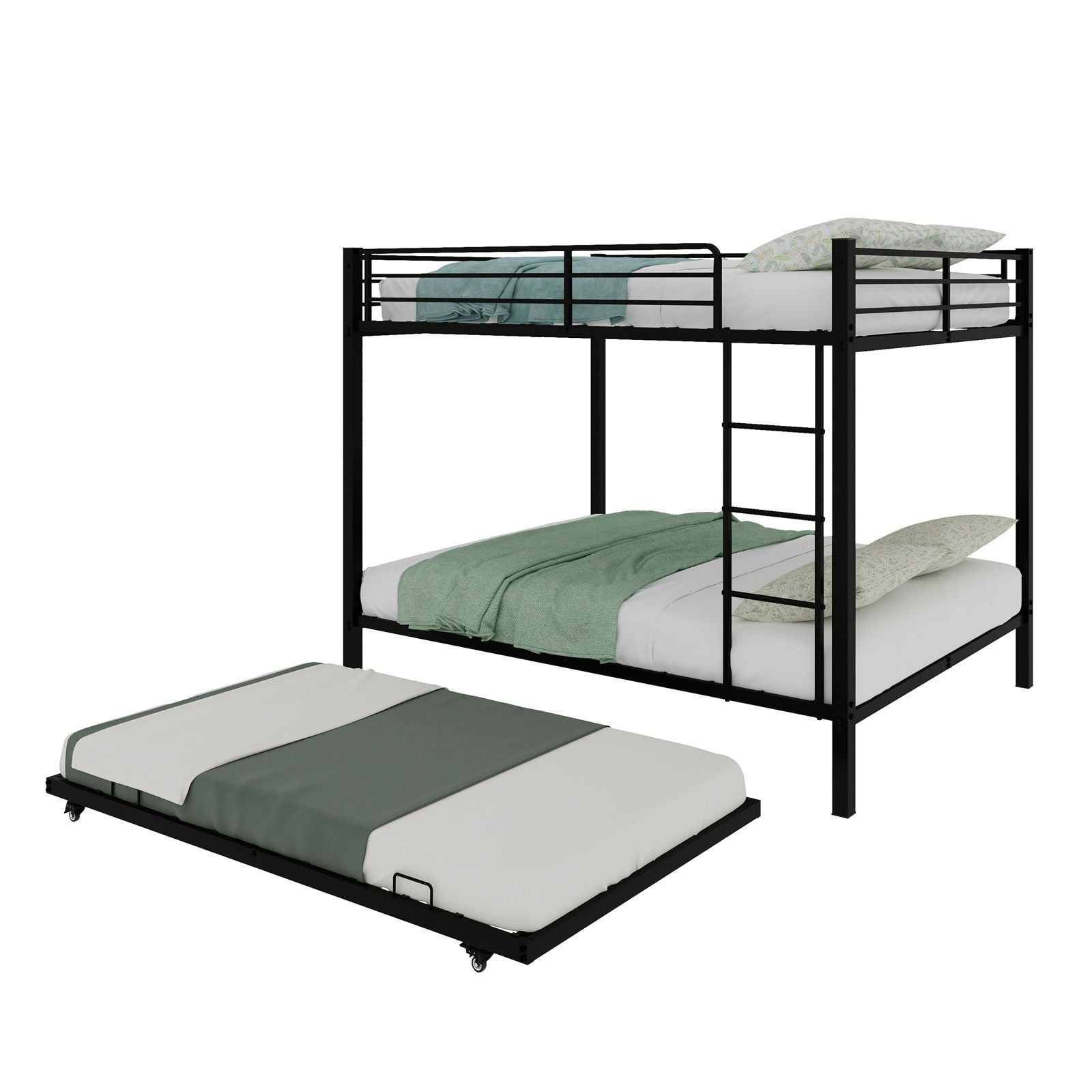 Bunk Bed For Kids, Convertible Frame With Ladders & Guardrail