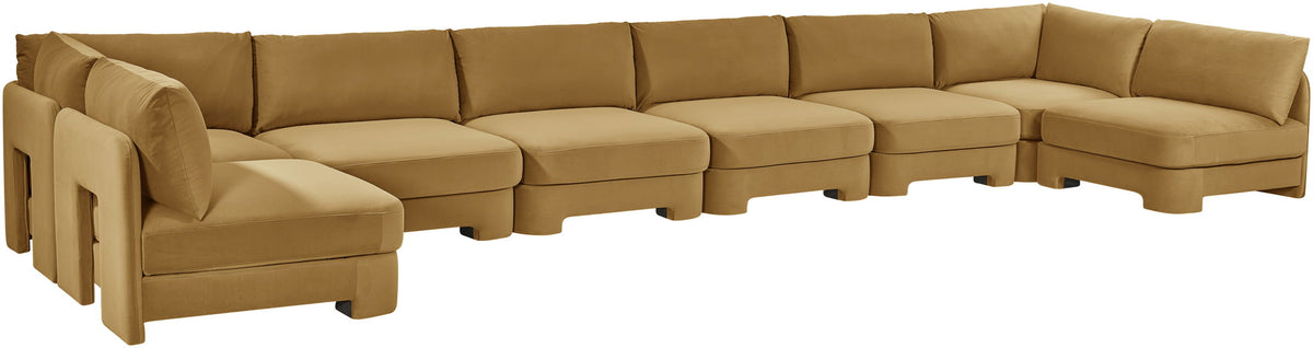Hammond - Velvet Performance Fabric Upholstered 8 Piece U-Shaped Armless Sectional - Beige