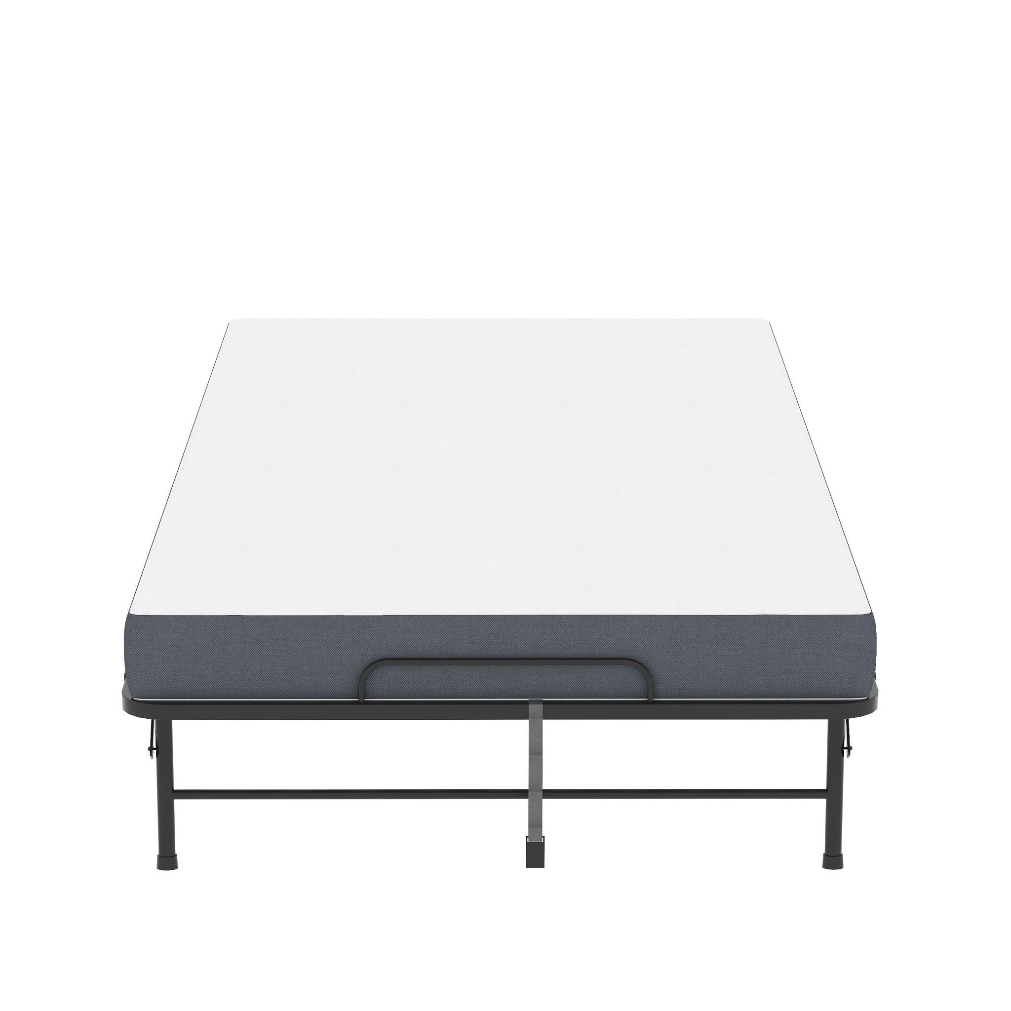Twin Wide Folding Bed For Tall People, Extra Long & Wide Rollaway With Memory Foam, Heavy-Duty - Black