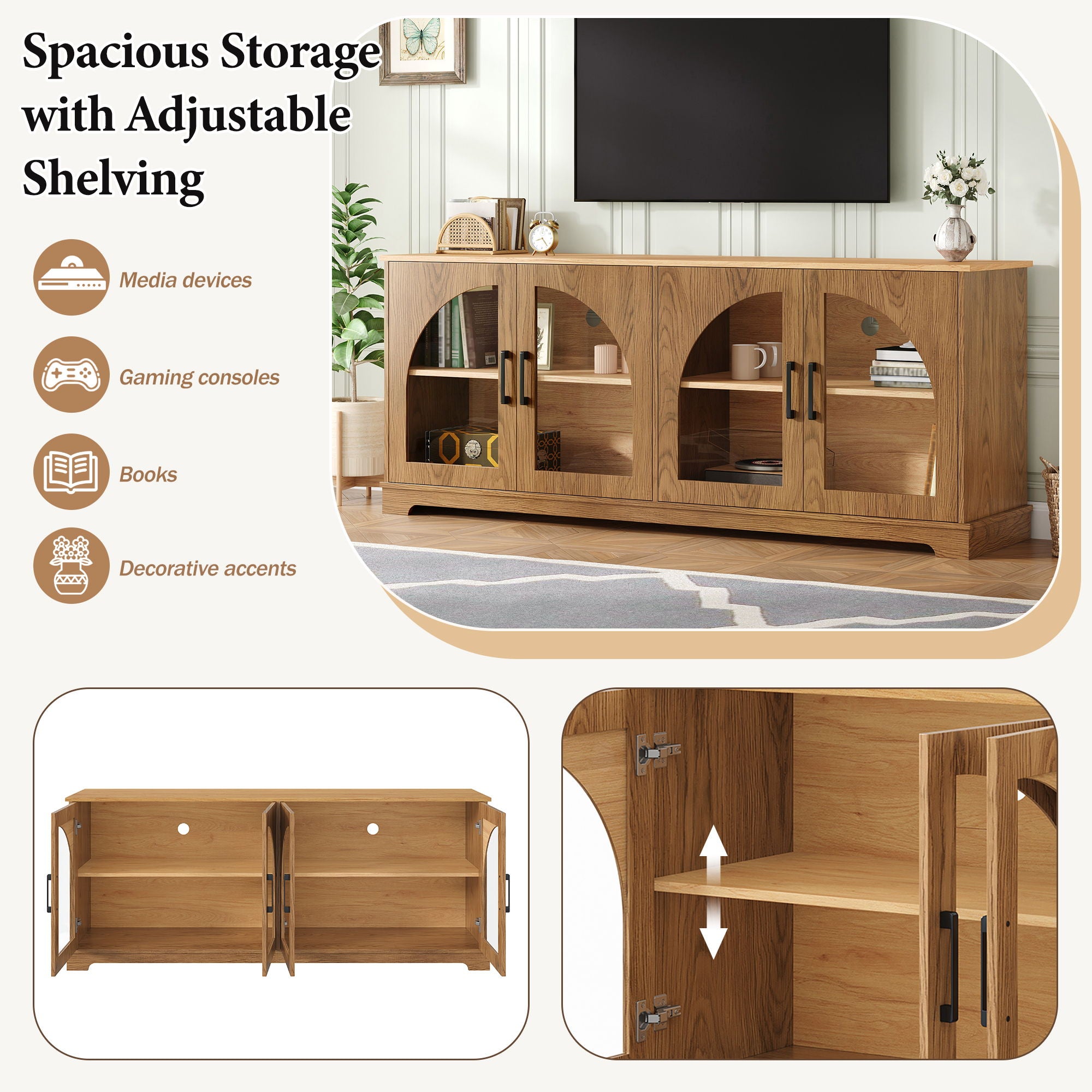 TV Stand With Semi Arched Doors