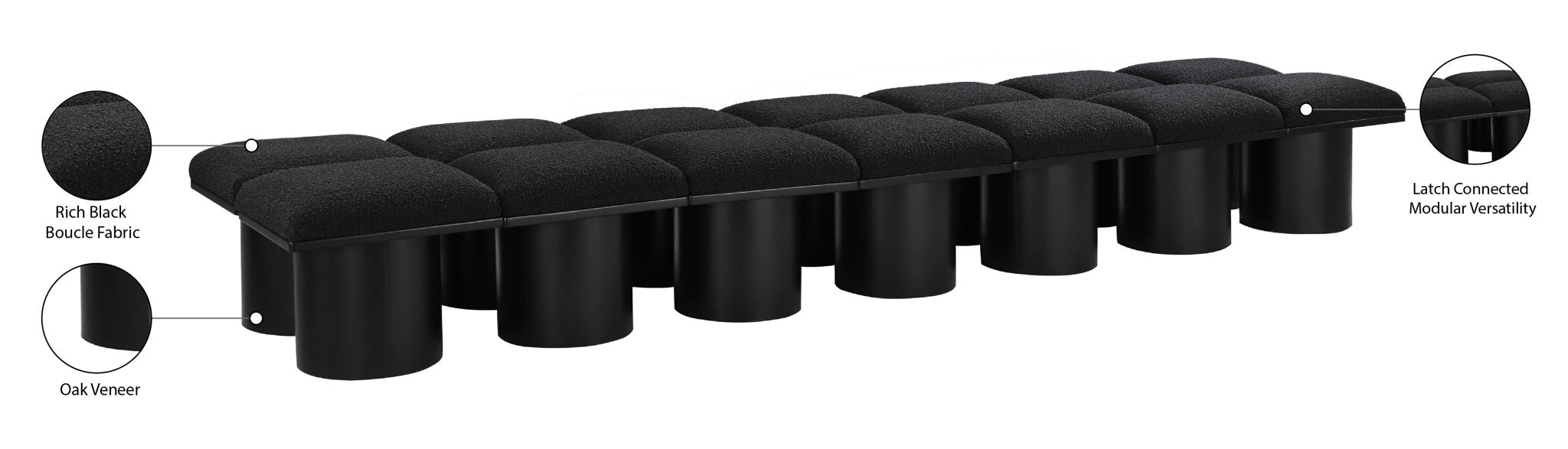 Pavilion - 14 Piece Modular Bench With Black Base