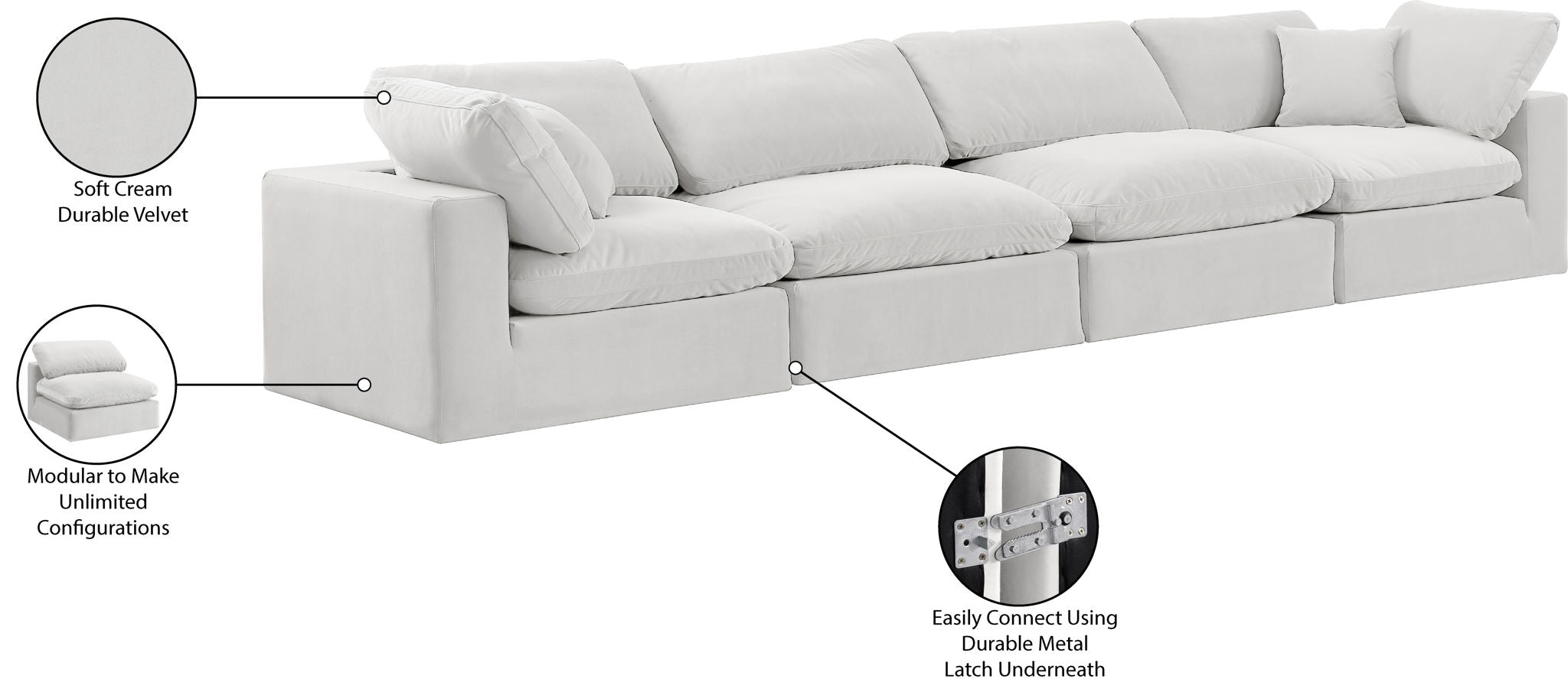 Comfy - Velvet Modular Sofa 4 Seats