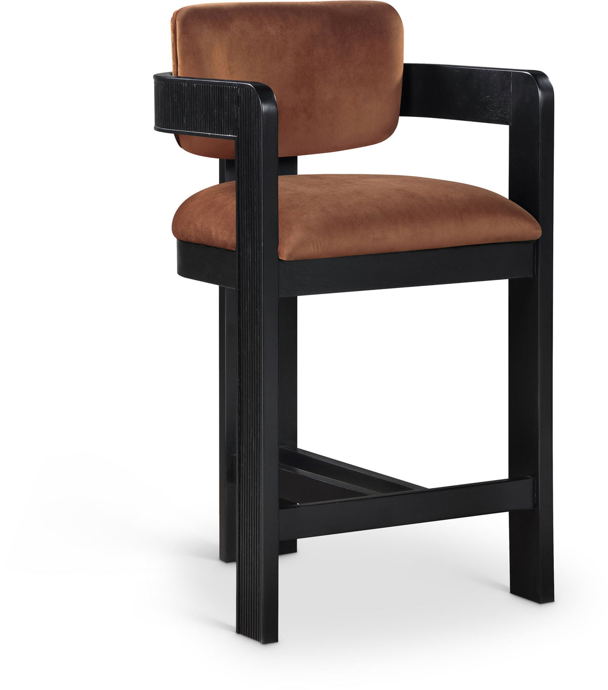 Sacha - Velvet Stool With Black Base