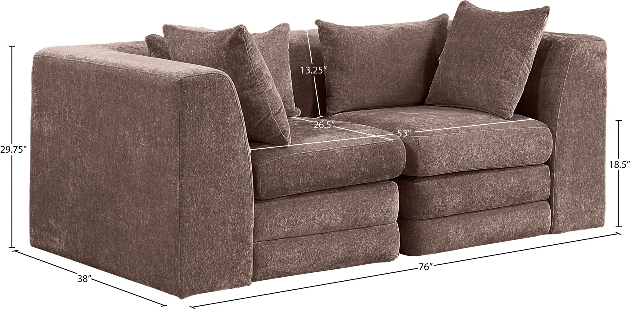 Stellar - 2 Piece 76" Upholstered Modular Loveseat