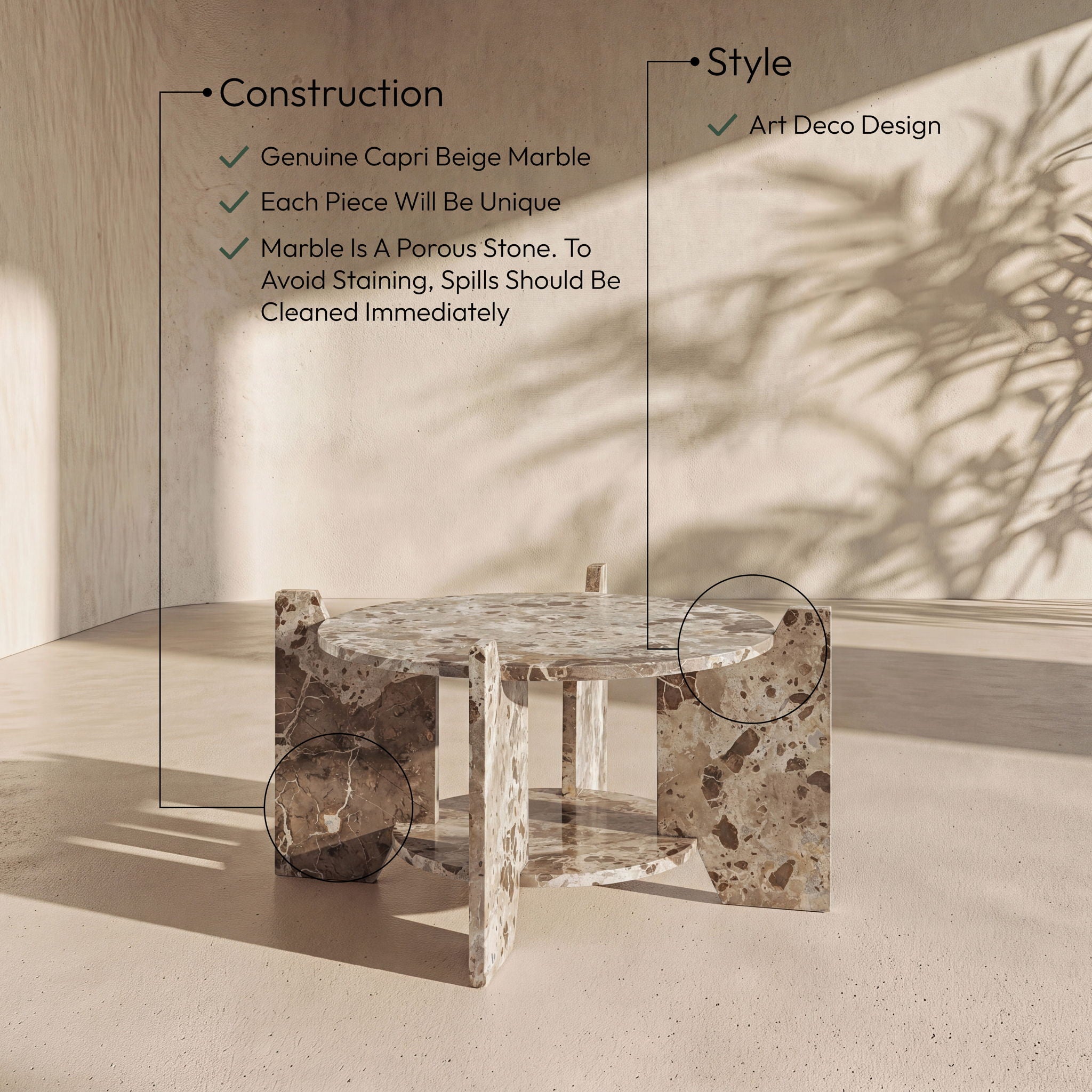 Soriano - Genuine Marble Table
