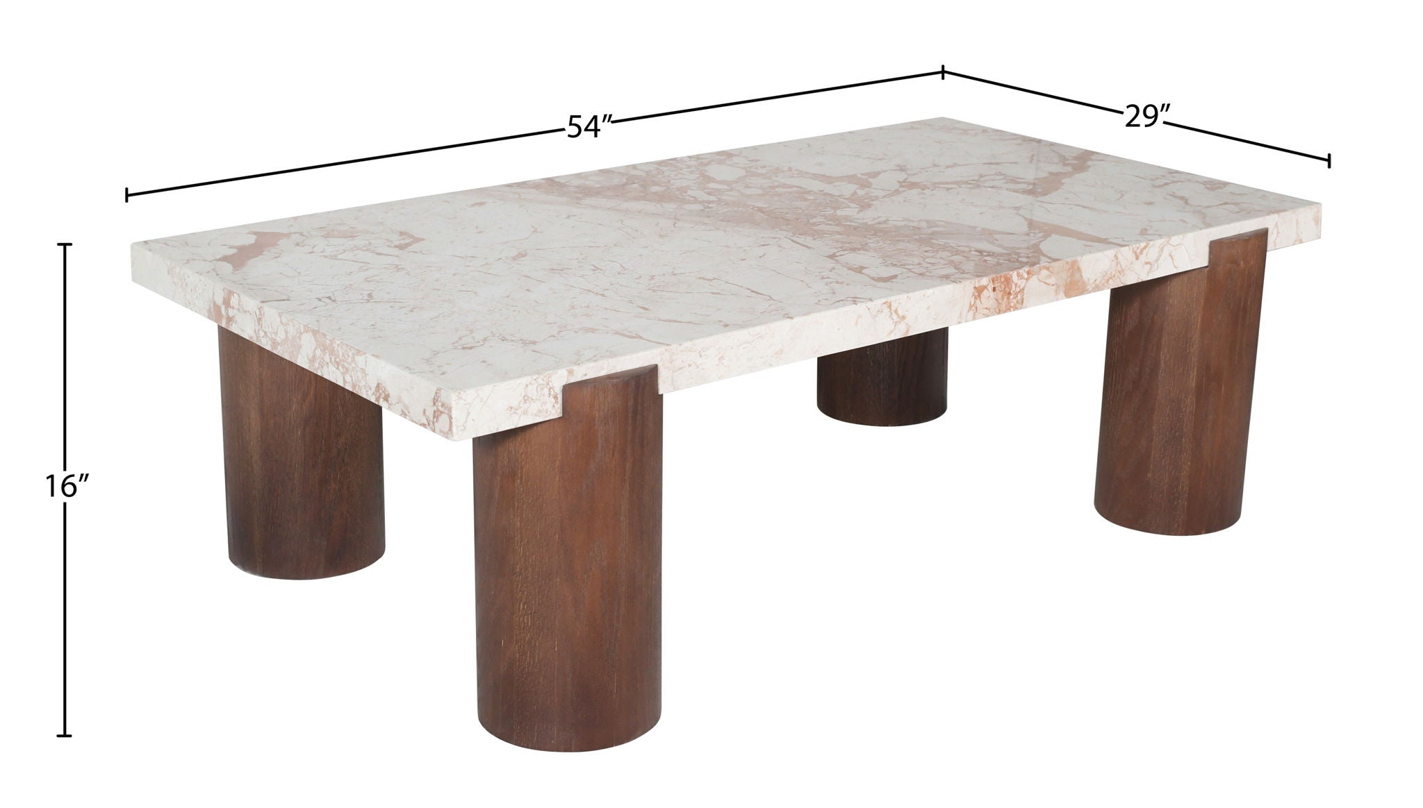 Campania - Marble And Oak Wood Coffee Table - Cream