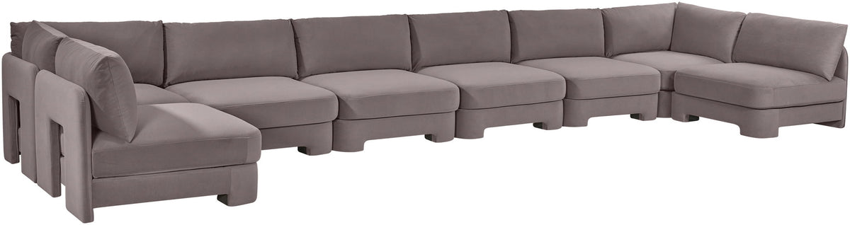 Hammond - Velvet Performance Fabric Upholstered 8 Piece U-Shaped Armless Sectional - Beige