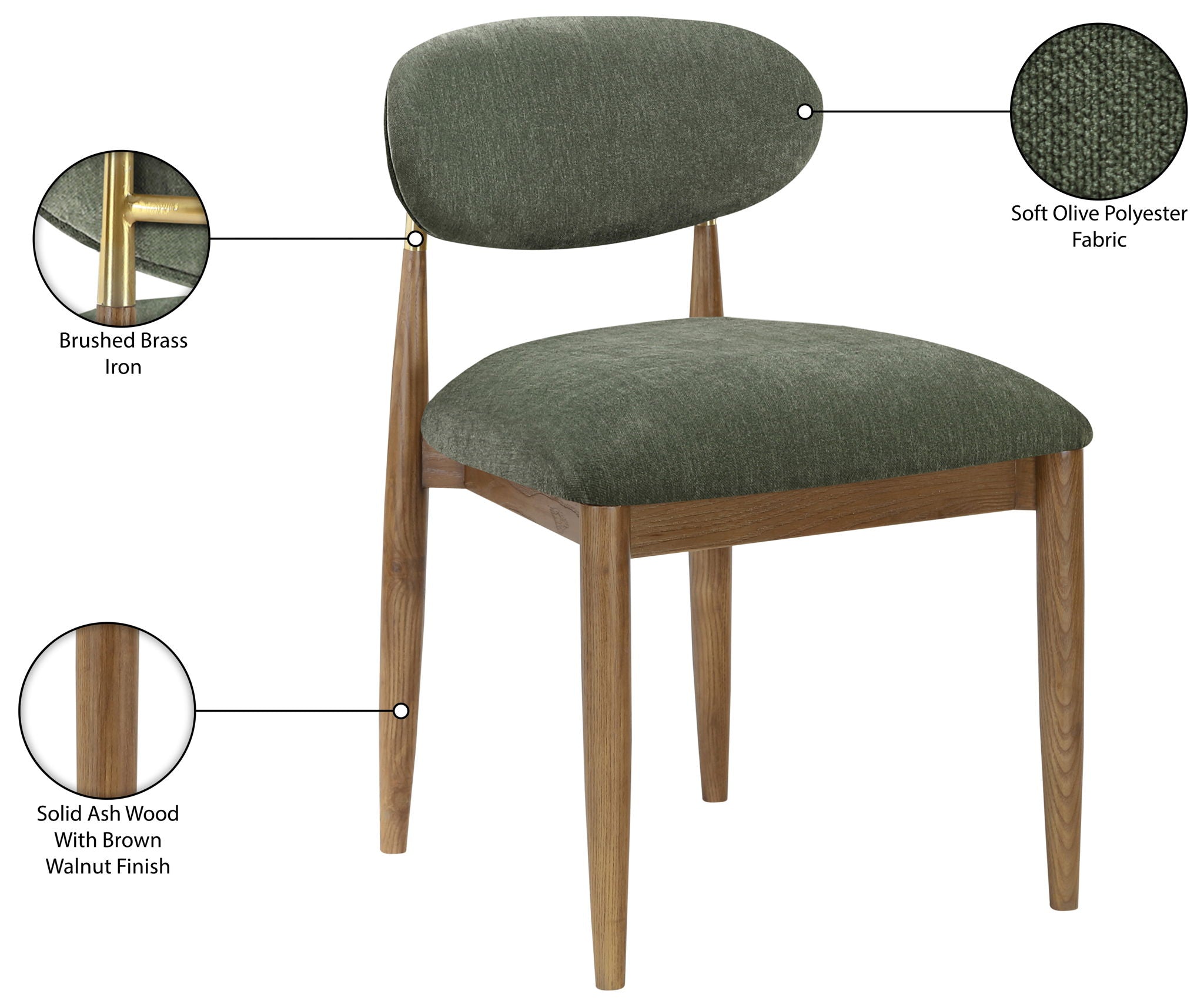 Riccio - Fabric Dining Side Chair (Set of 2) - Walnut Frame