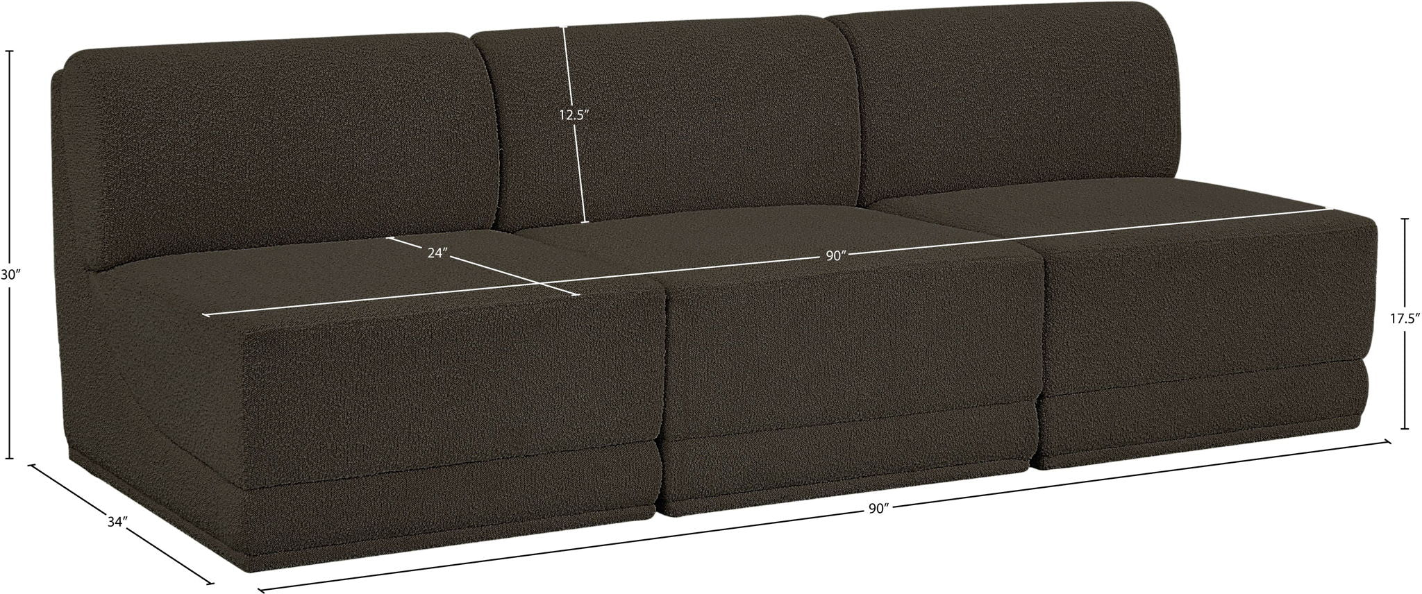 Ollie - 3 Seat Armless Modular Sofa