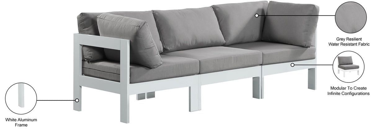 Nizuc - Outdoor Patio 3 Seat Modular Sofa With White Frame