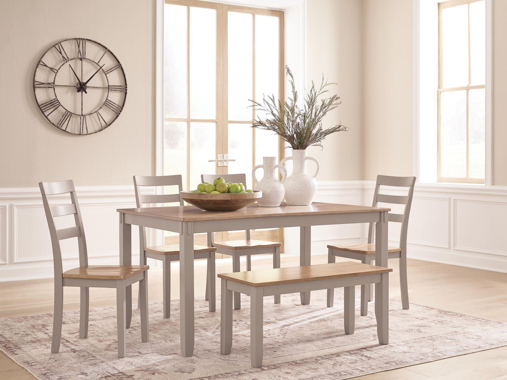 Harperfeld - Dining Room Table Set (Set of 6) - Natural / Gray