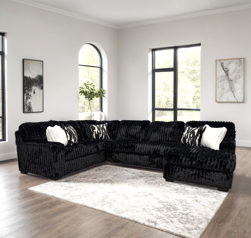 Black Corduroy Cloud Sectional