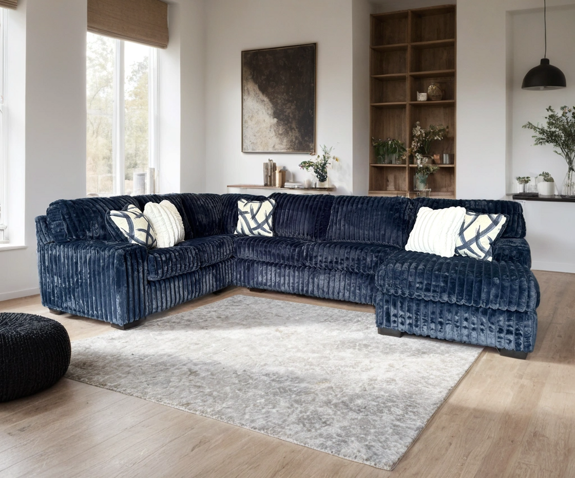 Blue Corduroy Cloud Sectional