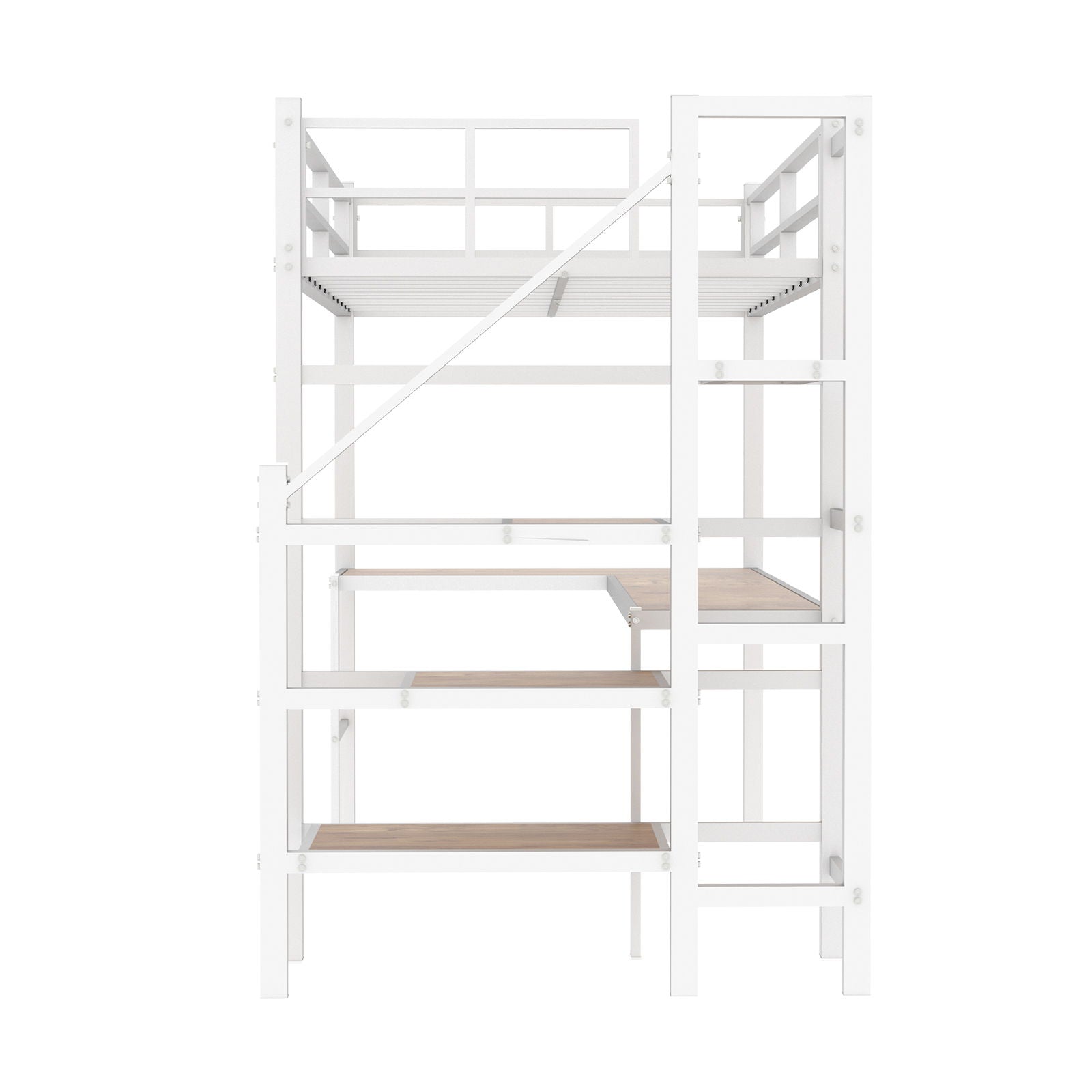 Loft Bed & L-Shaped Desk, Large Storage Space