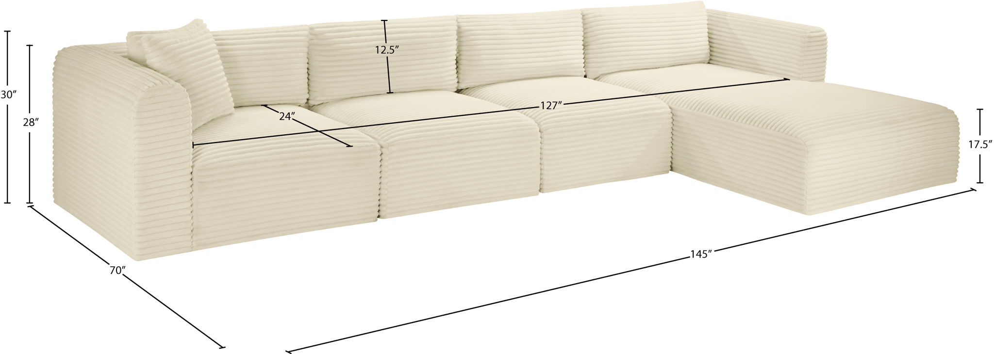 Shaggy - 4 Piece Modular Sectional