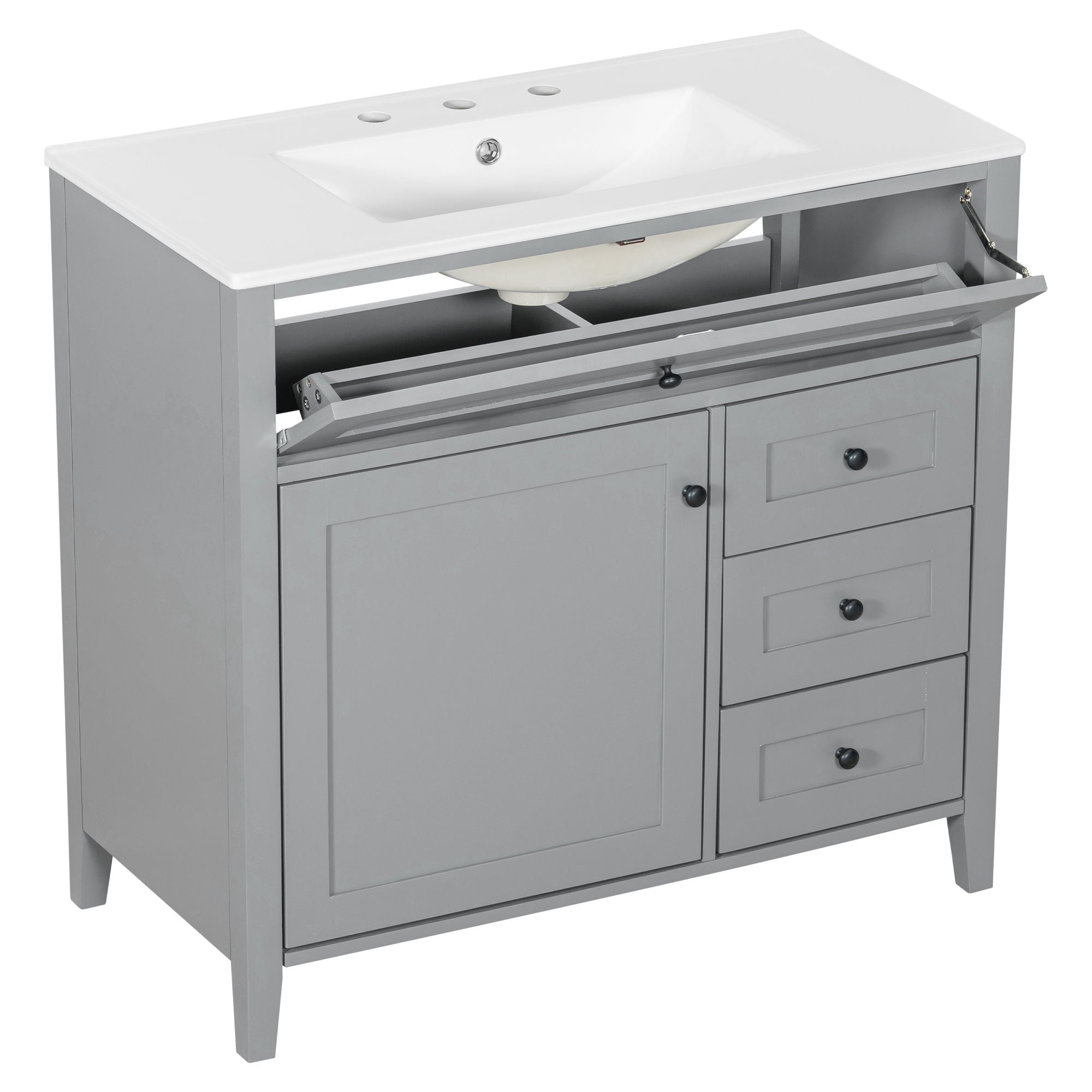 Bathroom Vanity With Sink, Cabinet With 3 Drawers And Adjustable Shelf