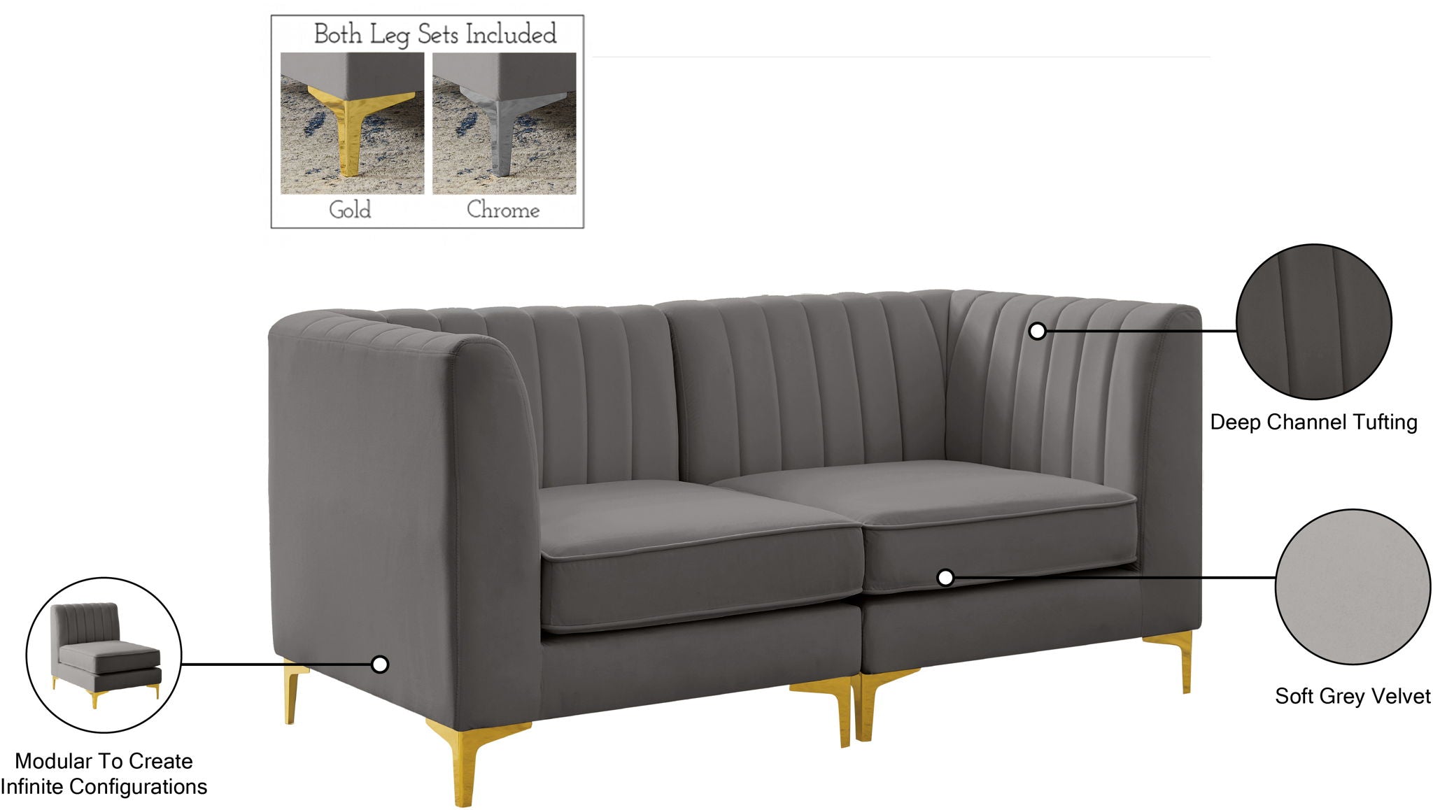 Alina - 2 Piece Modular Sectional